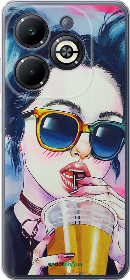Силиконовый чехол Арт-девушка в очках для Infinix Smart 8 Plus - 3994u-3677 изображение 