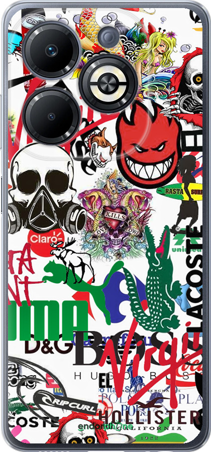 Силиконовый чехол Many different logos для Infinix Smart 8 Plus - 4022u-3677 изображение 