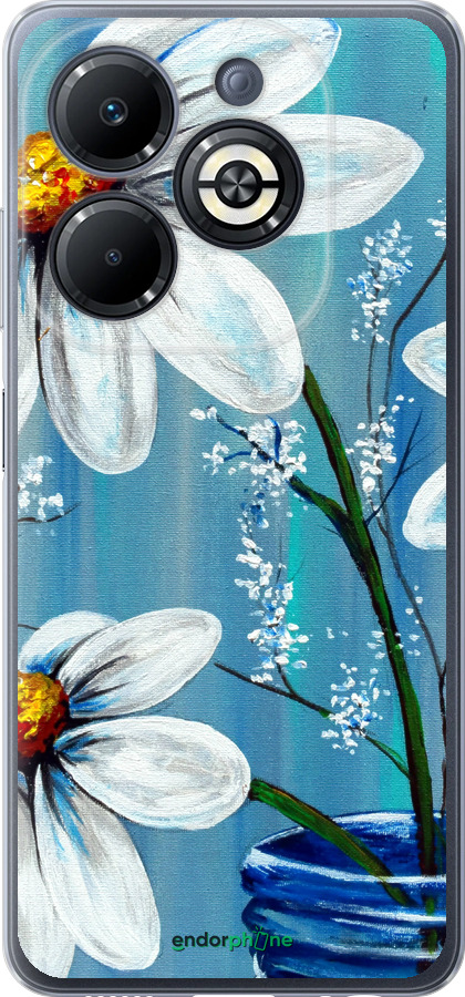 Силиконовый чехол Красивые арт-ромашки для Infinix Smart 8 Plus - 4031u-3677 изображение 