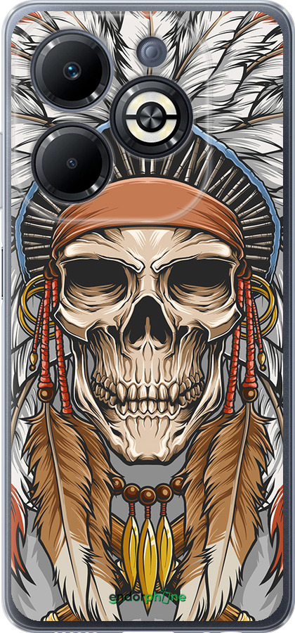 Силиконовый чехол Череп индейца для Infinix Smart 8 Plus - 4032u-3677 изображение 