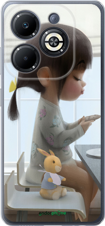Силиконовый чехол Милая девочка с зайчиком для Infinix Smart 8 Plus - 4039u-3677 изображение 