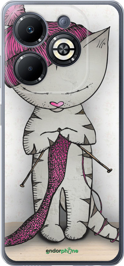 Силиконовый чехол Кошка рукодельница для Infinix Smart 8 Plus - 4056u-3677 изображение 