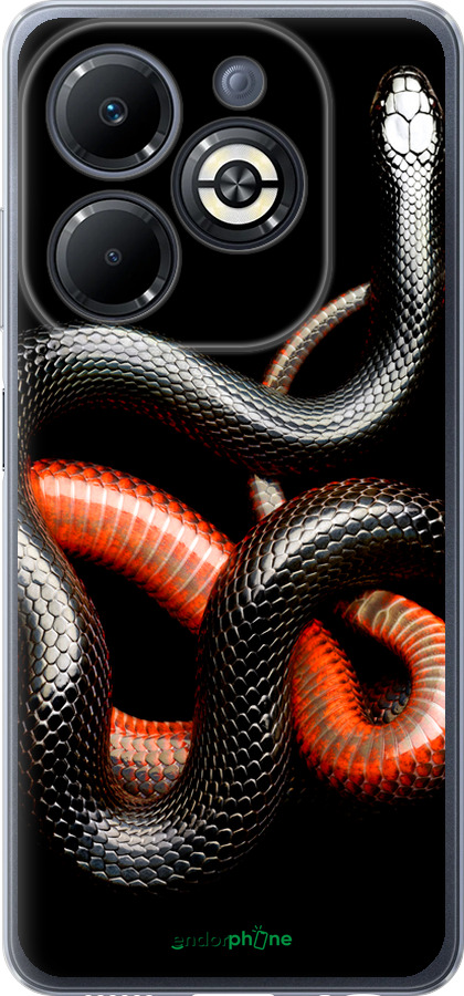 Силиконовый чехол Красно-черная змея на черном фоне для Infinix Smart 8 Plus - 4063u-3677 изображение 