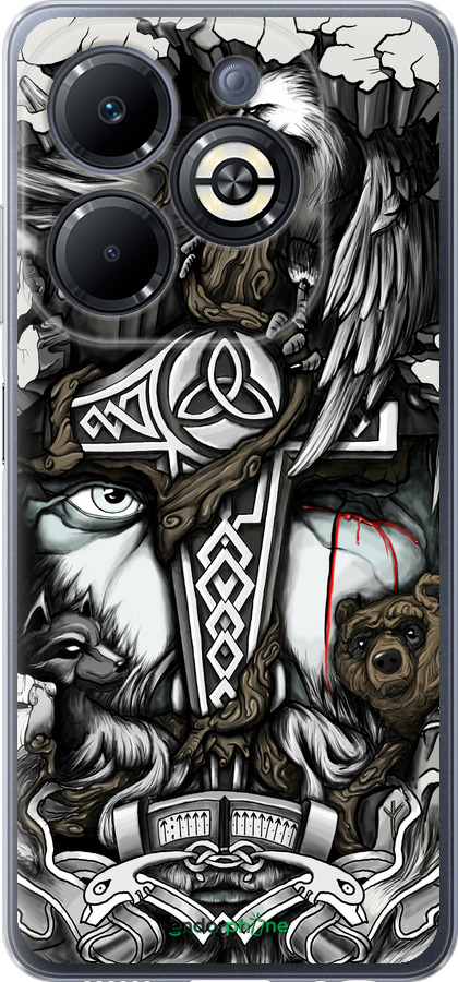 Силиконовый чехол Тату Викинг для Infinix Smart 8 Plus - 4098u-3677 изображение 