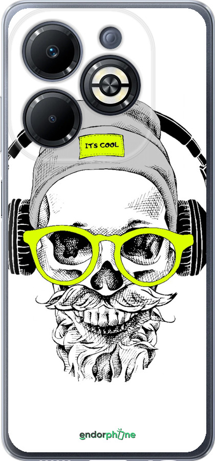 Силіконовий чехол Череп в окулярах і навушниках для Infinix Smart 8 Plus - 4144u-3677 изображение 