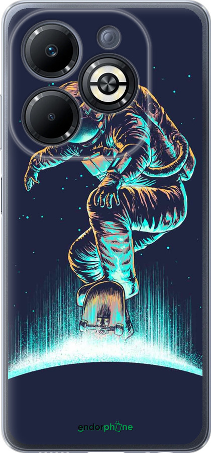 Силиконовый чехол Космонавт на скейтборде для Infinix Smart 8 Plus - 4145u-3677 изображение 