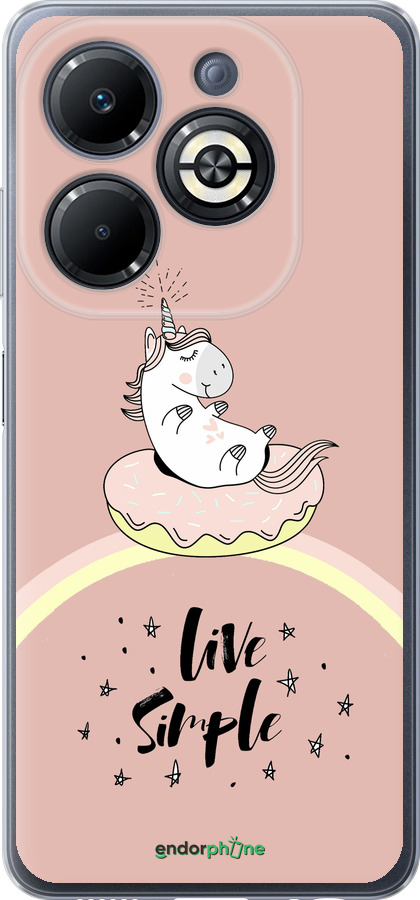 Силиконовый чехол Единорожка в пончике для Infinix Smart 8 Plus - 4282u-3677 изображение 