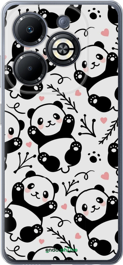 Силиконовый чехол Панды для Infinix Smart 8 Plus - 4318u-3677 изображение 