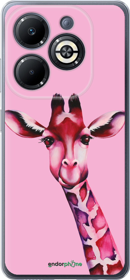 Силиконовый чехол Розовая жирафа для Infinix Smart 8 Plus - 4441u-3677 изображение 