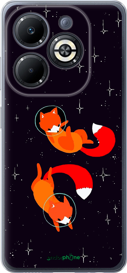 Силиконовый чехол Лисички в космосе для Infinix Smart 8 Plus - 4519u-3677 изображение 