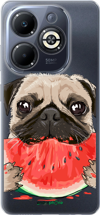 Силіконовий чехол Мопс і кавун для Infinix Smart 8 Plus - 4665u-3677 изображение 