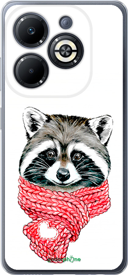 Силиконовый чехол Енот в шарфе для Infinix Smart 8 Plus - 4688u-3677 изображение 