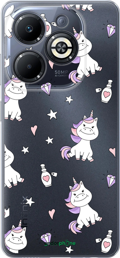 Силиконовый чехол Единорожка v2 для Infinix Smart 8 Plus - 4703u-3677 изображение 