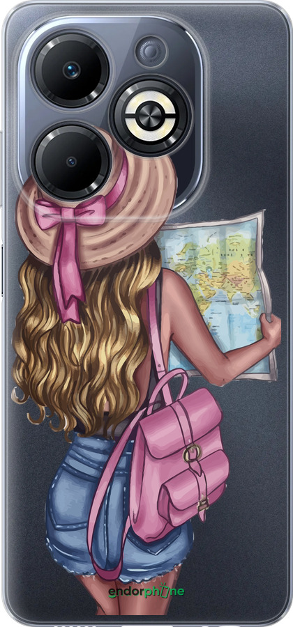 Силиконовый чехол Девушка с картой для Infinix Smart 8 Plus - 4704u-3677 изображение 