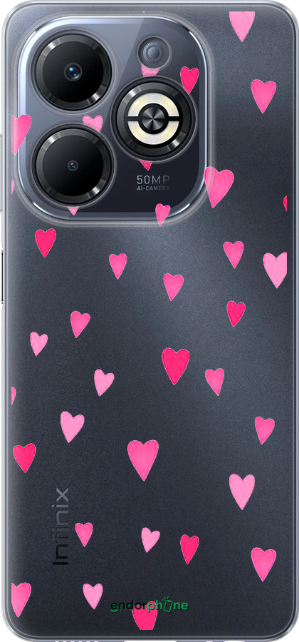 Силиконовый чехол Сердечки 2 для Infinix Smart 8 Plus - 4763u-3677 изображение 