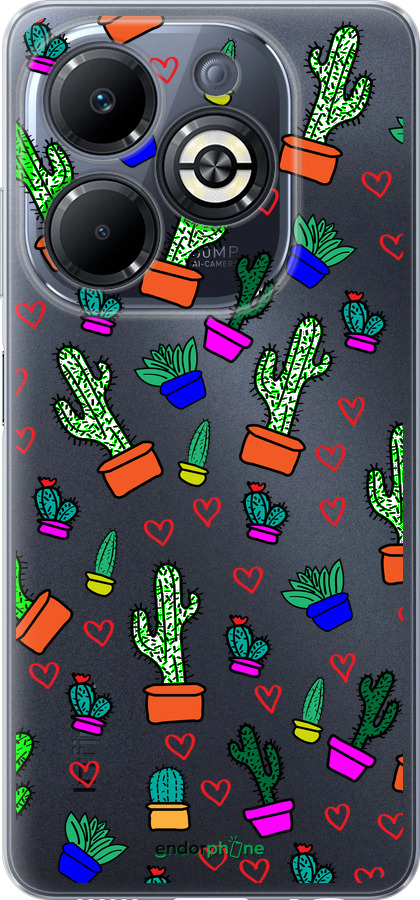 Силиконовый чехол Кактусы 4 для Infinix Smart 8 Plus - 4856u-3677 изображение 