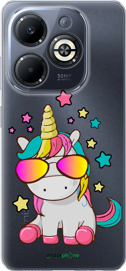 Силіконовий чехол Єдиноріг в окулярах для Infinix Smart 8 Plus - 4879u-3677 изображение 