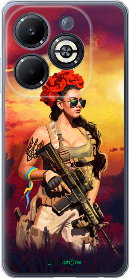 Силиконовый чехол Украинка с оружием для Infinix Smart 8 Plus - 5316u-3677 изображение 