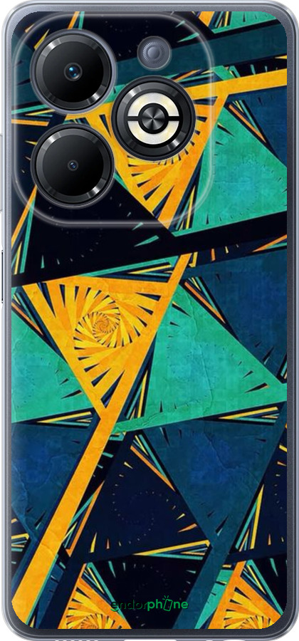 Силиконовый чехол Арт, абстракция, желтый, синий для Infinix Smart 8 Plus - 5382u-3677 изображение 