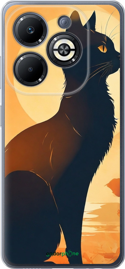 Силиконовый чехол Черная кошка v2 для Infinix Smart 8 Plus - 5830u-3677 изображение 