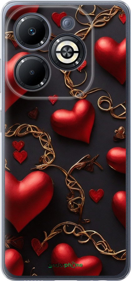 Силиконовый чехол Сердечки для Infinix Smart 8 Plus - 5831u-3677 изображение 