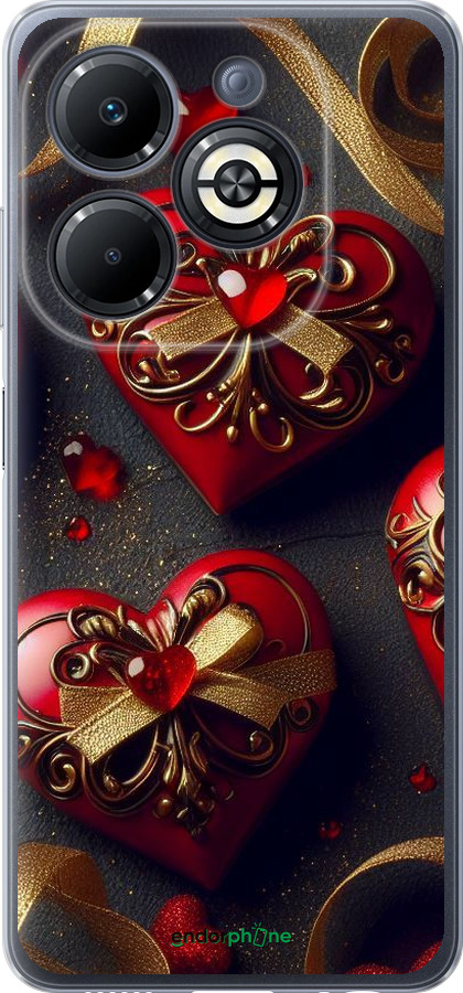 Силиконовый чехол Сердечки v4 для Infinix Smart 8 Plus - 5834u-3677 изображение 