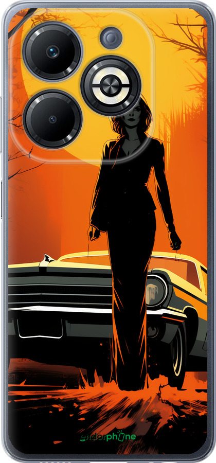 Силиконовый чехол Чехол для телефона Девушка возле автомобиля для Infinix Smart 8 Plus - 5946u-3677 изображение 