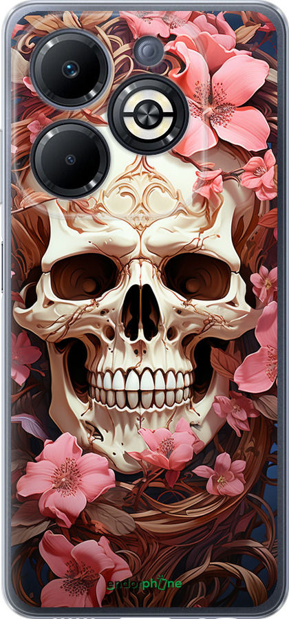 Силиконовый чехол Череп в розовых цветах для Infinix Smart 8 Plus - 5965u-3677 изображение 