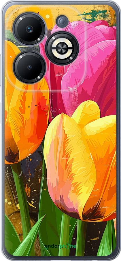 Силиконовый чехол Нарисованные тюльпаны для Infinix Smart 8 Plus - 5990u-3677 изображение 