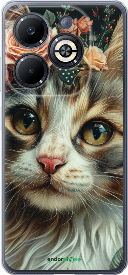 Силиконовый чехол Cats and flowers для Infinix Smart 8 Plus - 6069u-3677 изображение 