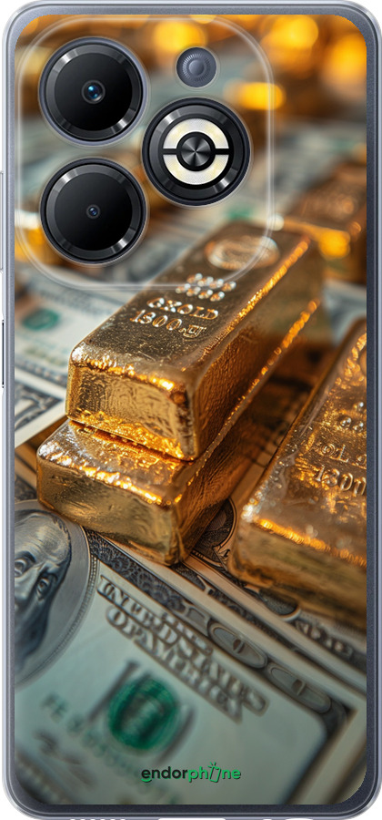 Силиконовый чехол Слитки и доллары для Infinix Smart 8 Plus - 6105u-3677 изображение 