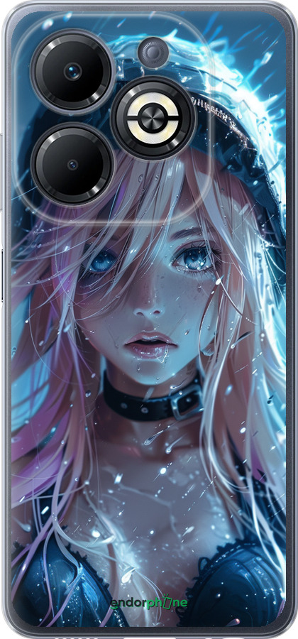 Силіконовий чехол Аніме-діва під дощем для Infinix Smart 8 Plus - 6120u-3677 изображение 