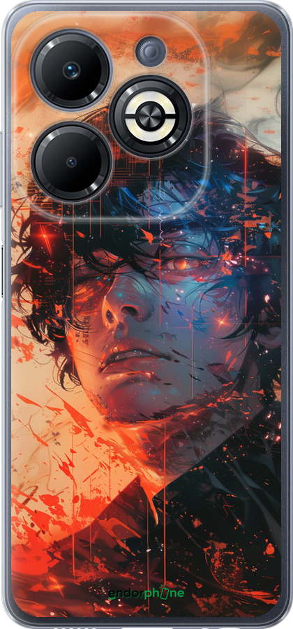 Силиконовый чехол Лицо в пламени для Infinix Smart 8 Plus - 6127u-3677 изображение 