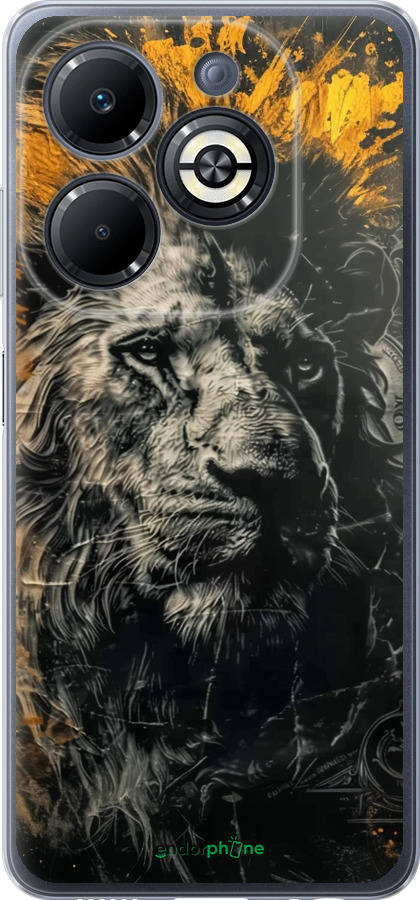 Силиконовый чехол Лев в золотых красках для Infinix Smart 8 Plus - 6155u-3677 изображение 