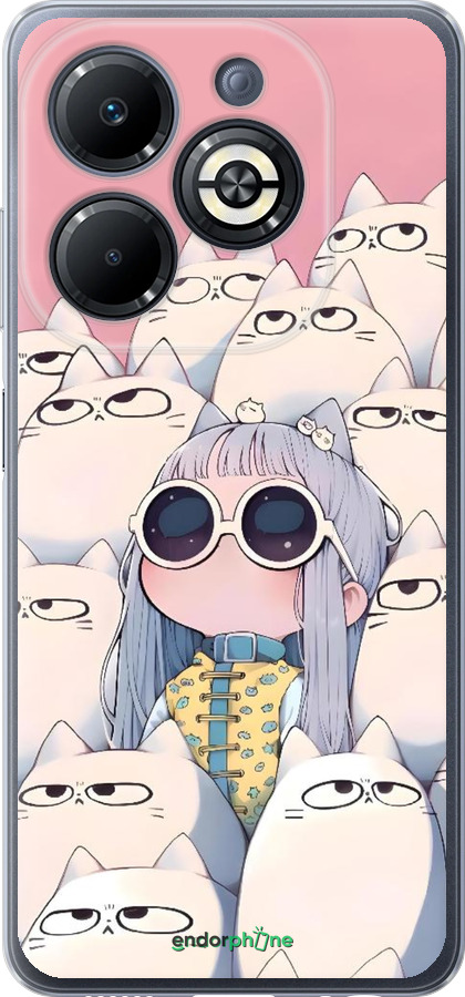 Силиконовый чехол Малышка с котами для Infinix Smart 8 Plus - 6295u-3677 изображение 