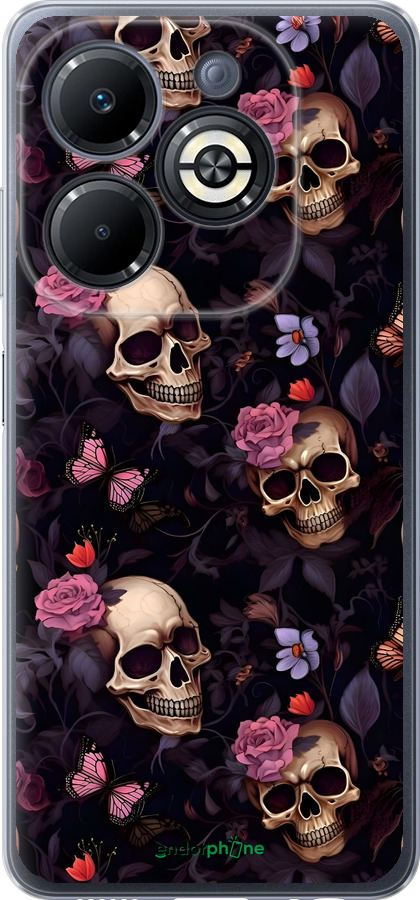 Силиконовый чехол Черепа и розы для Infinix Smart 8 Plus - 6316u-3677 изображение 