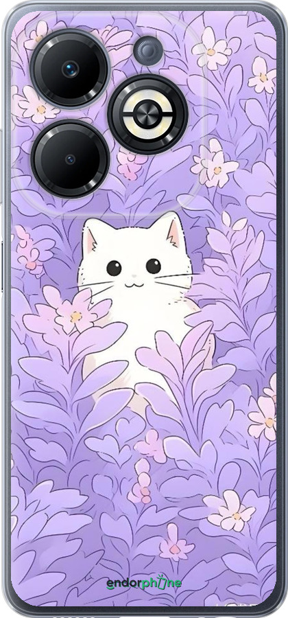 Силиконовый чехол Котик в цветах для Infinix Smart 8 Plus - 6390u-3677 изображение 