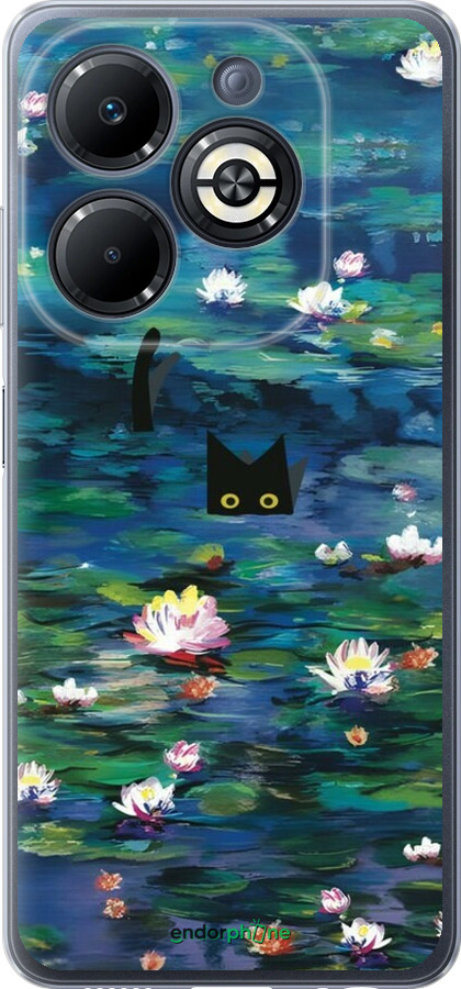 Силиконовый чехол Чехол с изображением водяных лилий Моне и кошек для Infinix Smart 8 Plus - 6399u-3677 изображение 
