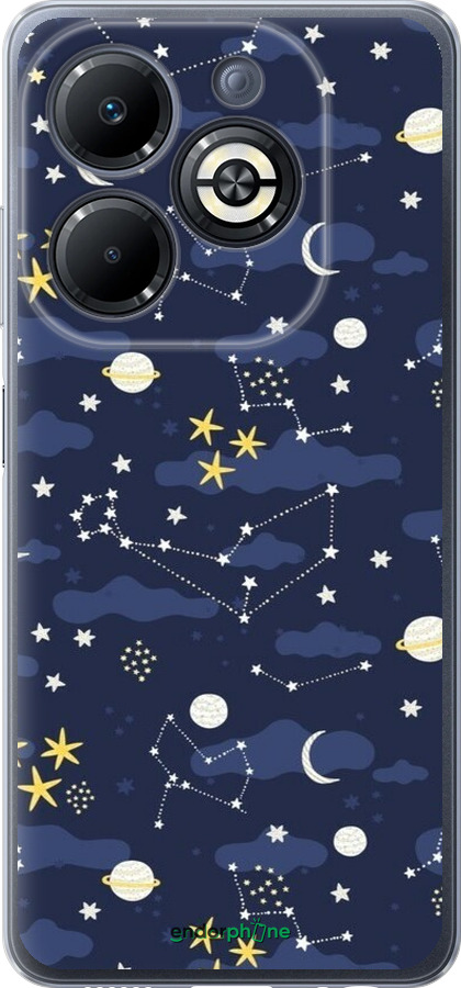 Силиконовый чехол Астрономический узор. Милый дизайн мультяшной вселенной для Infinix Smart 8 Plus - 6446u-3677 изображение 