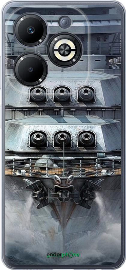 Силиконовый чехол Линкор, world of tanks, wargaming, военный корабль для Infinix Smart 8 Plus - 6453u-3677 изображение 
