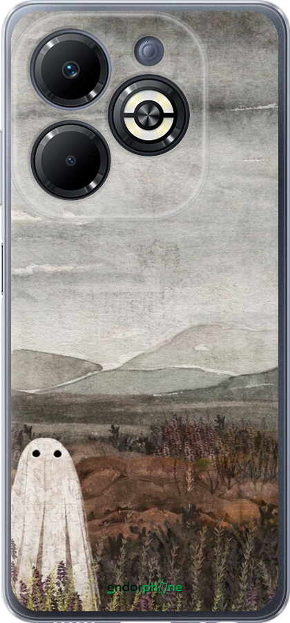 Силиконовый чехол Одинокий призрак на фоне гор для Infinix Smart 8 Plus - 6486u-3677 изображение 