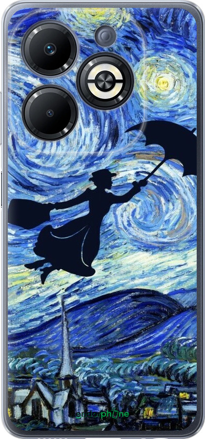 Силиконовый чехол С изображением Мэри Поппинс «Звездная ночь» для Infinix Smart 8 Plus - 6487u-3677 изображение 