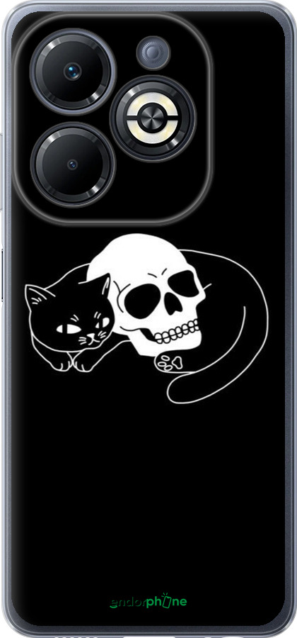 Силиконовый чехол С изображением кота и черепа для Infinix Smart 8 Plus - 6491u-3677 изображение 