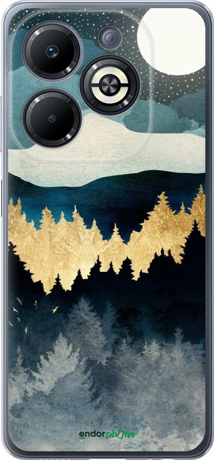 Силиконовый чехол Ночной пейзаж с лесом и горами для Infinix Smart 8 Plus - 6493u-3677 изображение 