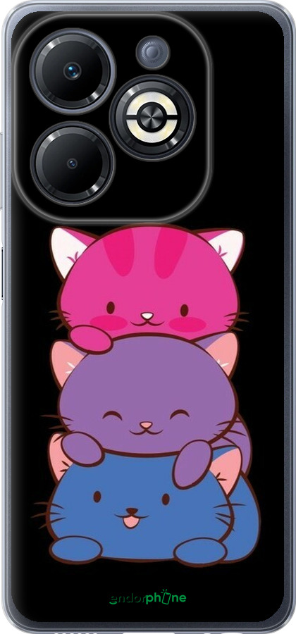 Силиконовый чехол Милые кошки для Infinix Smart 8 Plus - 6518u-3677 изображение 