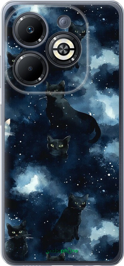 Силиконовый чехол Изображение Кошек с тёмной акварелью для Infinix Smart 8 Plus - 6521u-3677 изображение 