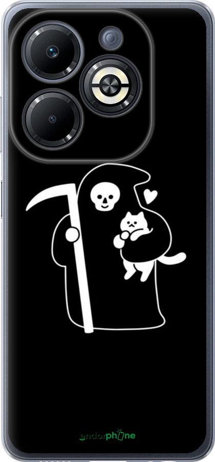 Силиконовый чехол Минималистичный арт: смерть и кошка для Infinix Smart 8 Plus - 6529u-3677 изображение 