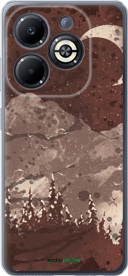 Силиконовый чехол С изображением лунного пейзажа в ночном лесу для Infinix Smart 8 Plus - 6546u-3677 изображение 