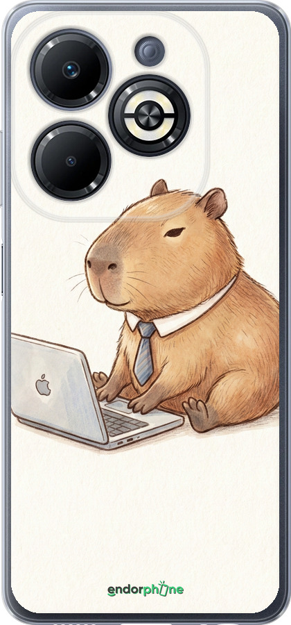 Силиконовый чехол Funny Capybara CEO Working для Infinix Smart 8 Plus - 6777u-3677 изображение 