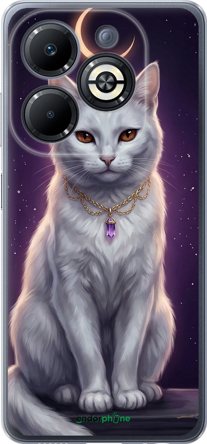 Силиконовый чехол Mystic White Cat Gothic Dark Purple Gold для Infinix Smart 8 Plus - 6805u-3677 изображение 